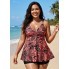  Жіночий купальник FS Adigaber tankini swimsuit Plus Size 3XL Floral Print Червоний (9910)