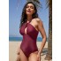 Суцільний купальник Cupshe Keyhole High Neck М Бордовий (9936)