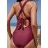 Суцільний купальник Cupshe Keyhole High Neck М Бордовий (9936)