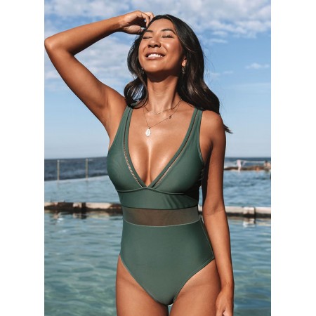 Cуцільний купальник Cupshe One Piece Swimsuit V Neck M Оливковий (9944) Cуцільний купальник Cupshe One Piece Swimsuit V Neck M Оливковий (9944)