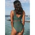 Cуцільний купальник Cupshe One Piece Swimsuit V Neck M Оливковий (9944)