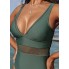 Cуцільний купальник Cupshe One Piece Swimsuit V Neck M Оливковий (9944)