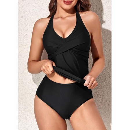  Жіночий купальник FS Tankini Swimsuit Sets S Чорний (9293)