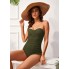Суцільний купальник FS Vintage One Piece Strapless Swimdress 4XL (UA 54) Оливковий (9975)