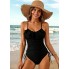 Суцільний купальник FS Swimsuits Ruffle Scoop Neck Swimming L Чорний (10031)