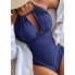 Суцільний купальник FS Halter XL Синій (10065)