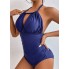 Суцільний купальник FS Halter XL Синій (10065)