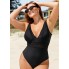 Cуцільний купальник Cupshe One Piece Swimsuit V Neck XL Чорний (10078)