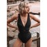 Cуцільний купальник Cupshe One Piece Swimsuit V Neck XL Чорний (10078)