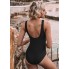 Cуцільний купальник Cupshe One Piece Swimsuit V Neck XL Чорний (10078)