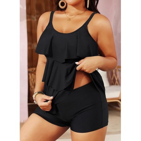 Роздільний купальник Hanna Nikole Tankini Plus Size 58 з воланами Чорний (10079) Роздільний купальник Hanna Nikole Tankini Plus Size 58 з воланами Чорний (10079)