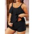 Роздільний купальник Hanna Nikole Tankini Plus Size 58 з воланами Чорний (10079)