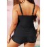 Роздільний купальник Hanna Nikole Tankini Plus Size 58 з воланами Чорний (10079)