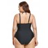 Суцільний купальник FS Plus Size 4XL з декоративним кільцем Чорний (10084)