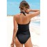  Жіночий купальник Cupshe Cupshe Ruffle Halter Tankini S Чорний (10095)