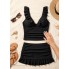  Закритий роздільний купальник FS SHEKINI Swimsuits V Neck Flounce Ruched Mini Skirt  L Чорний (10096)