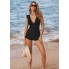 Закритий роздільний купальник FS SHEKINI Swimsuits V Neck Flounce Ruched Mini Skirt  L Чорний (10096)