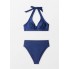 Жіночий купальник Cupshe Women's Bikini Set Halter S Синій (10098)