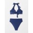 Жіночий купальник Cupshe Women's Bikini Set Halter S Синій (10098)
