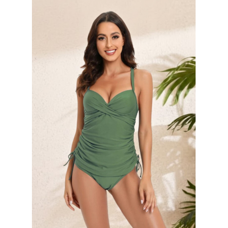 Женский купальник танкини раздельный FS Aria Tankini Top XL с эффектом утягивания Оливковый (9075)