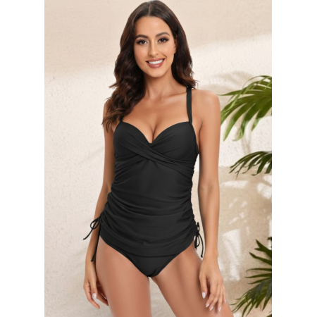 Женский купальник танкини раздельный FS Aria Tankini Top M с эффектом утягивания Черный (10047)