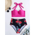 Жіночий купальник роздільний FS Flowers Lace Up L Рожевий (9077)