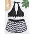 Жіночий купальник роздільний FS Chevron Print Halter Bikini S Чорно-білий (9414)