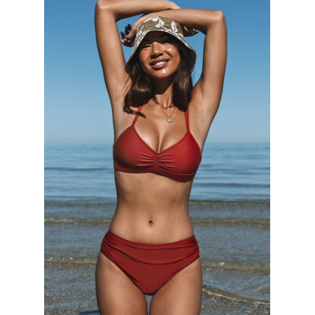 Жіночий купальник Cupshe Bikini Set Ruched Crisscross L Теракотовий (9084) Жіночий купальник Cupshe Bikini Set Ruched Crisscross L Теракотовий (9084)