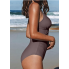  Жіночий суцільний купальник Cupshe V Neck Tummy Control S Коричневий (9352)