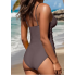  Жіночий суцільний купальник Cupshe V Neck Tummy Control S Коричневий (9352)