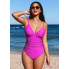  Жіночий суцільний купальник Cupshe V Neck Tummy Control М Рожевий (9353)
