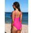  Жіночий суцільний купальник Cupshe V Neck Tummy Control М Рожевий (9353)