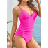  Жіночий суцільний купальник Cupshe V Neck Tummy Control М Рожевий (9353)
