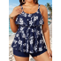  Жіночий купальник FS Tankini Yonique Women's Plus Size XXL Floral Print Синій (9374)