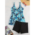  Жіночий купальник-сукня FS Tankini Swimsuit Plus Size 3XL Floral Print Блакитний (10039)