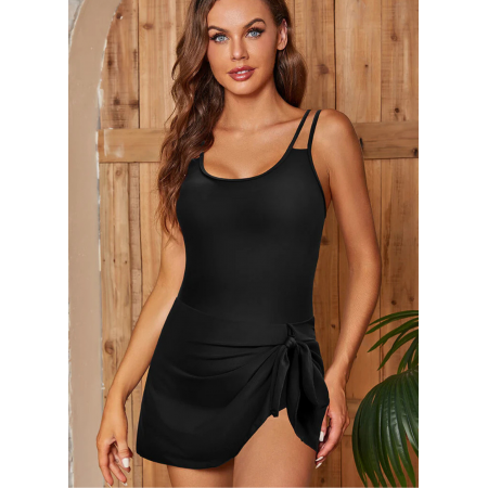 Суцільний купальник-сукня FS SHEKINI Women's Elegant XL з ефектом утяжки Чорний (9850)