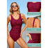 Суцільний купальник FS Swimwear Tummy Control XXL з ефектом утяжки Бордовий (9670)