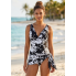  Жіночий суцільний купальник FS Solid Split Hem Bikini L Чорно-білий (9551)