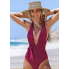  Жіночий суцільний купальник Cupshe Deep V-neck Swimsuit М Бордовий (9465)