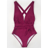  Жіночий суцільний купальник Cupshe Deep V-neck Swimsuit М Бордовий (9465)