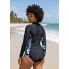 Жіночий спортивний купальник FS Long Sleeve Swimsuitst XXL з довгим рукавом Чорний (9474)