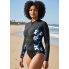  Жіночий спортивний купальник FS Long Sleeve Swimsuitst XXL з довгим рукавом Чорний (9474)