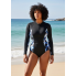  Жіночий спортивний купальник FS Long Sleeve Swimsuitst XXL з довгим рукавом Чорний (9474)