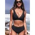  Жіночий купальник Cupshe Deep V Neck Mid Waisted Backless Bikini Set XXL Чорний (9694)