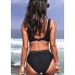  Жіночий купальник Cupshe Deep V Neck Mid Waisted Backless Bikini Set XXL Чорний (9694)