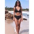  Жіночий купальник Cupshe Deep V Neck Mid Waisted Backless Bikini Set XXL Чорний (9694)