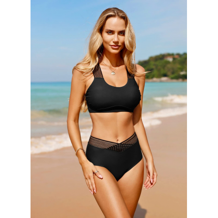 Жіночий купальник FS Vancavoo Women Bikini Set L Чорний (9912)