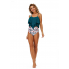Жіночий роздільний купальник FS Bikini Set Ruffle High Waist із топом-воланом М Морської хвилі (9422)