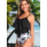 Жіночий роздільний купальник FS Bikini Set Ruffle High Waist із топом-воланом XL Чорний (9036)