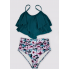 Жіночий роздільний купальник FS Bikini Set Ruffle High Waist із топом-воланом М Морської хвилі (9422)
